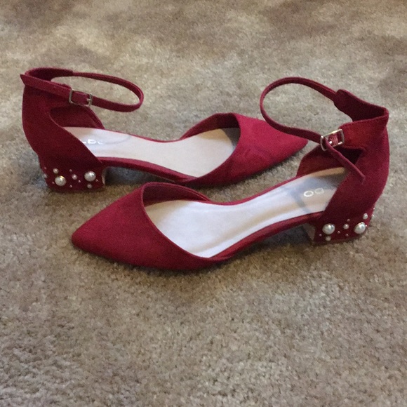 Aldo red Flats 8.5 with Pearl details - Picture 4 of 4